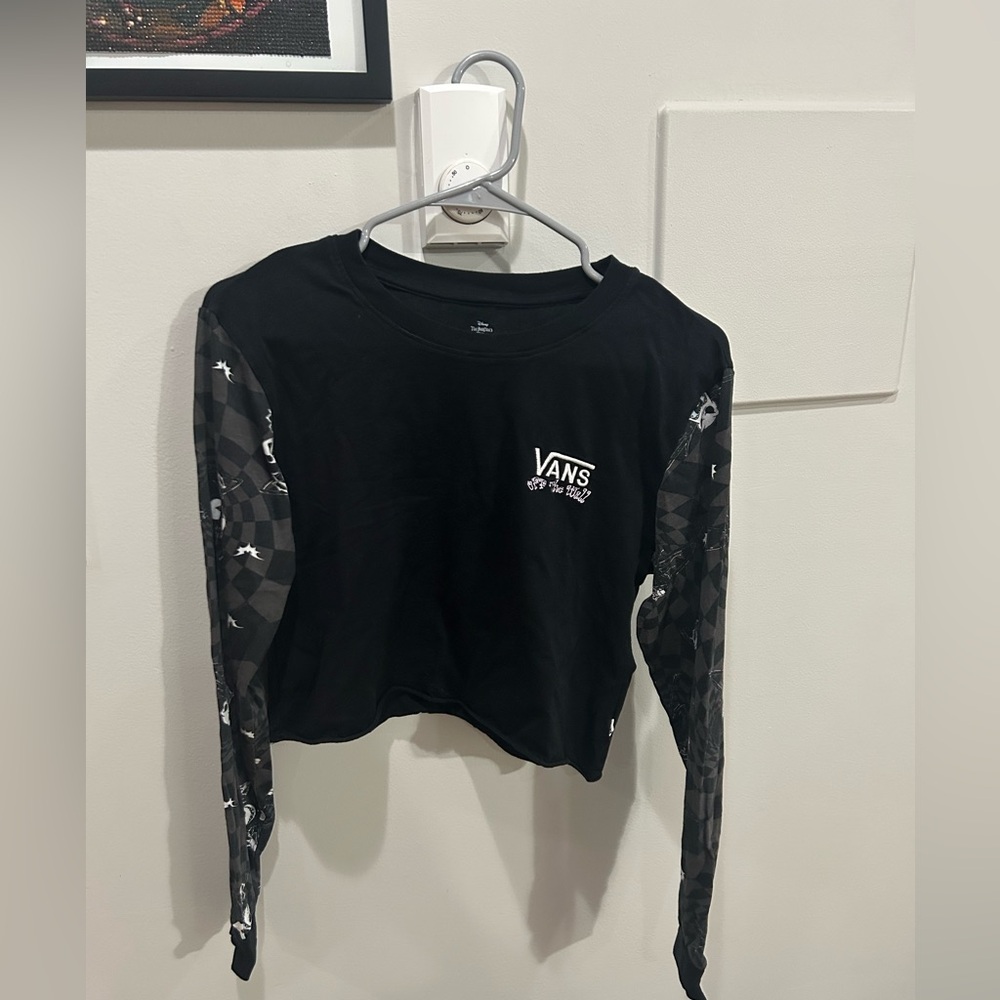 VANS x The Nightmare Before Christmas Jacks Check Long Sleeve Crop Top Small